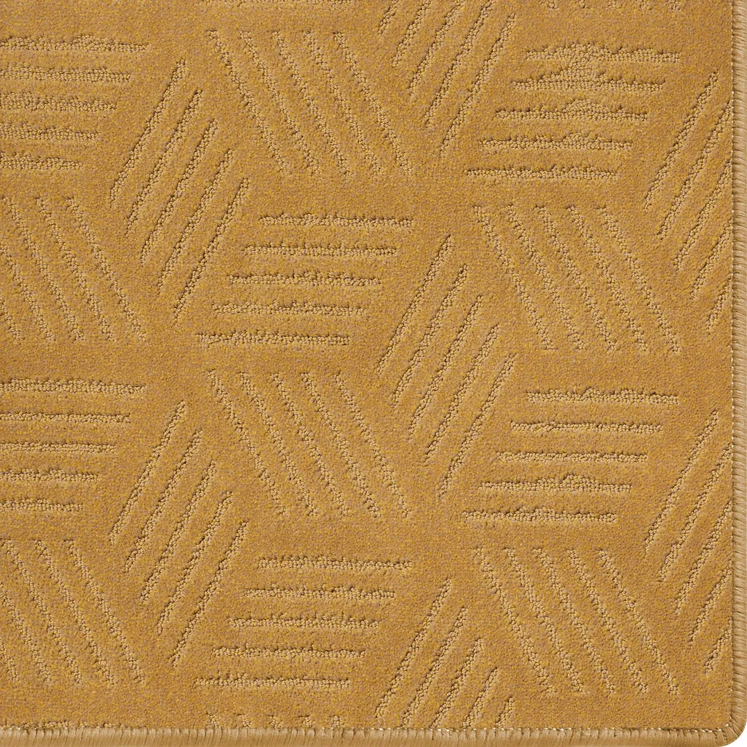 Woven Bliss – bronze anzac rug with cube pattern and overlocked edges