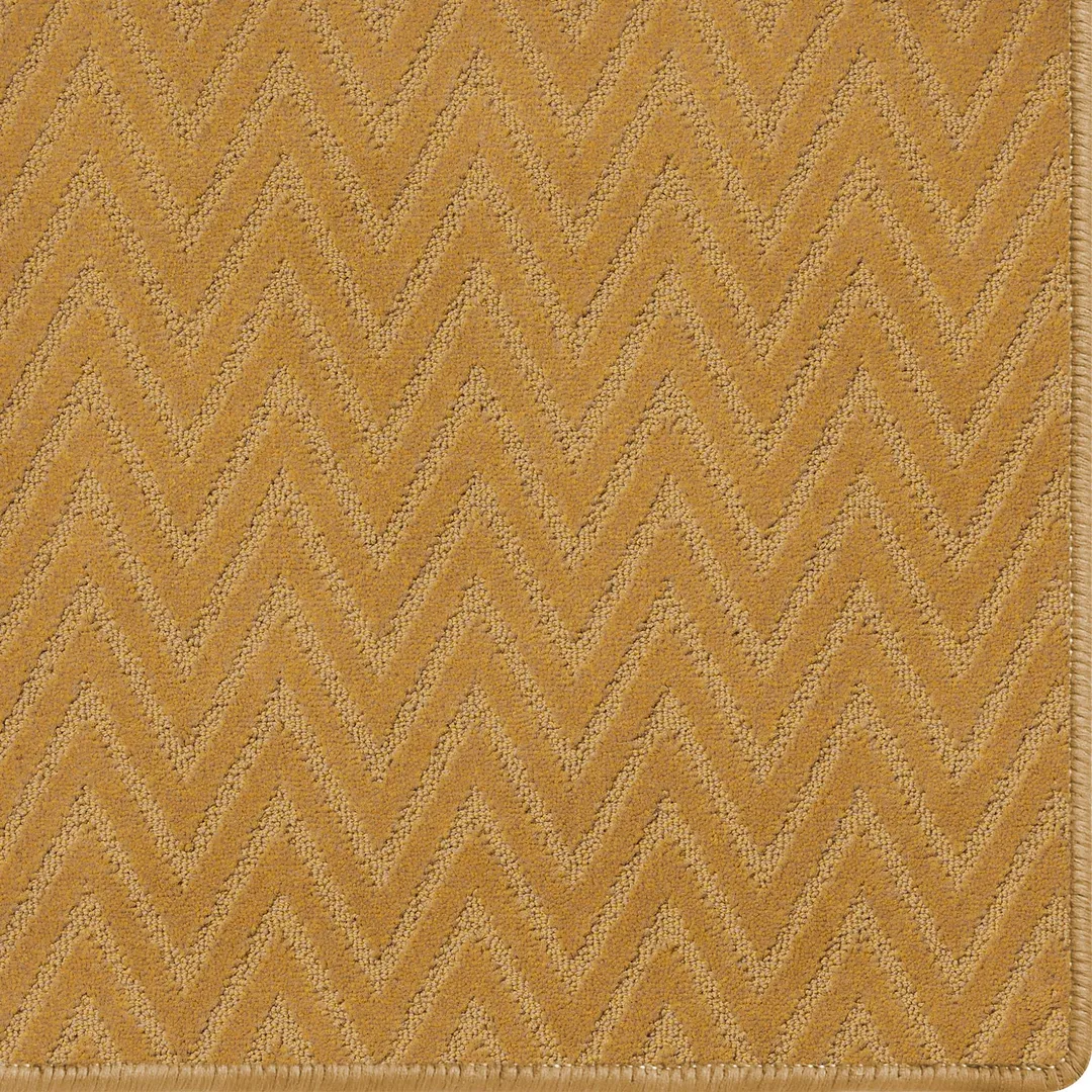Woven Bliss – custom size orange bronze colour rug with chevron pattern and overlocked edges