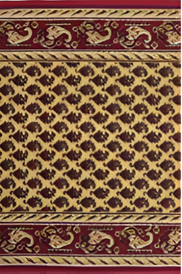 Woven Bliss – Red Sahara Scroll Runner with gold patterns