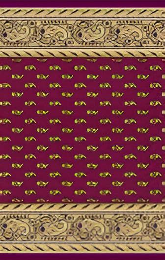 Woven Bliss – Imperial Garnet Runner with red base with gold patterns