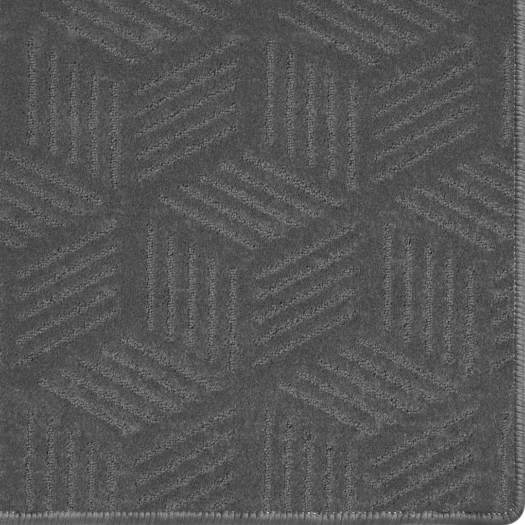 Woven Bliss – Bali Bliss rug dark grey custom size carpet rug with cube pattern and overlocked edges