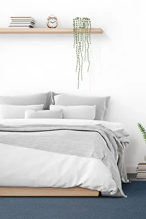 Woven Bliss – Santorini Shores Rug Blue custom sized rug in bedroom