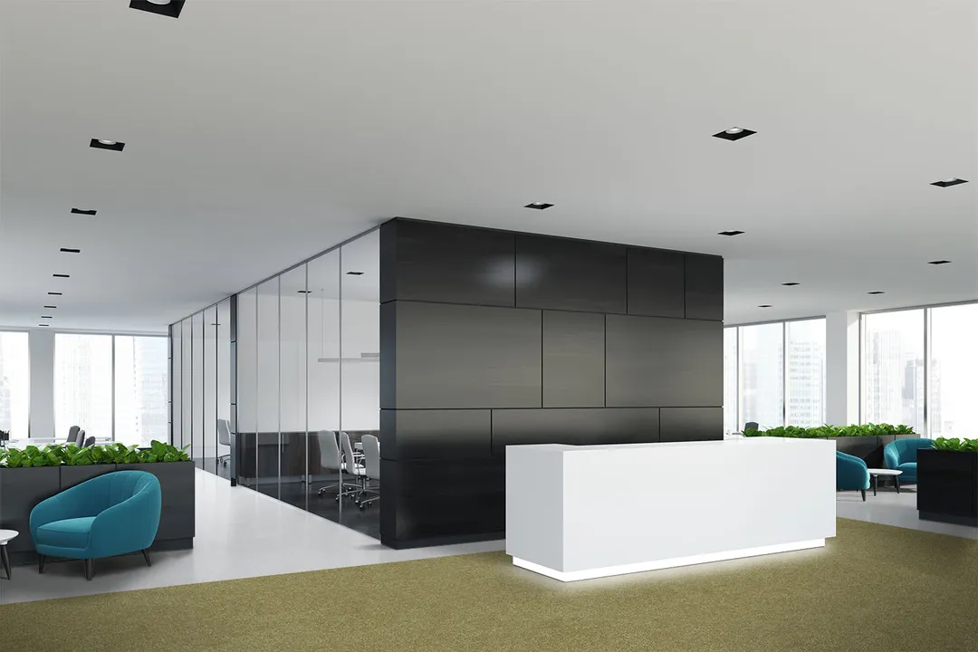 Woven Bliss – Olive green custom sized rug at reception