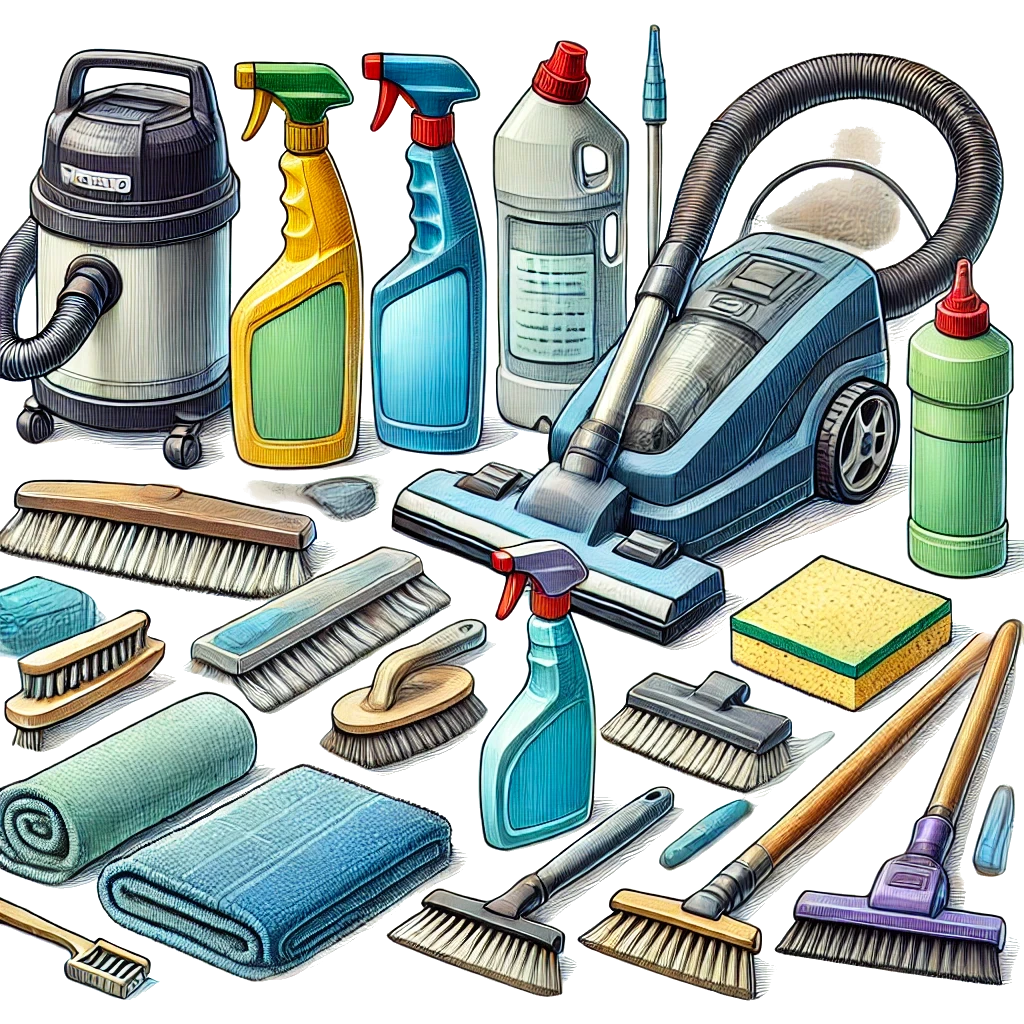 Cleaning supplies for Rugs and runners. Care guide