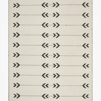 Woven Bliss – white Quiver Rug with black arrows