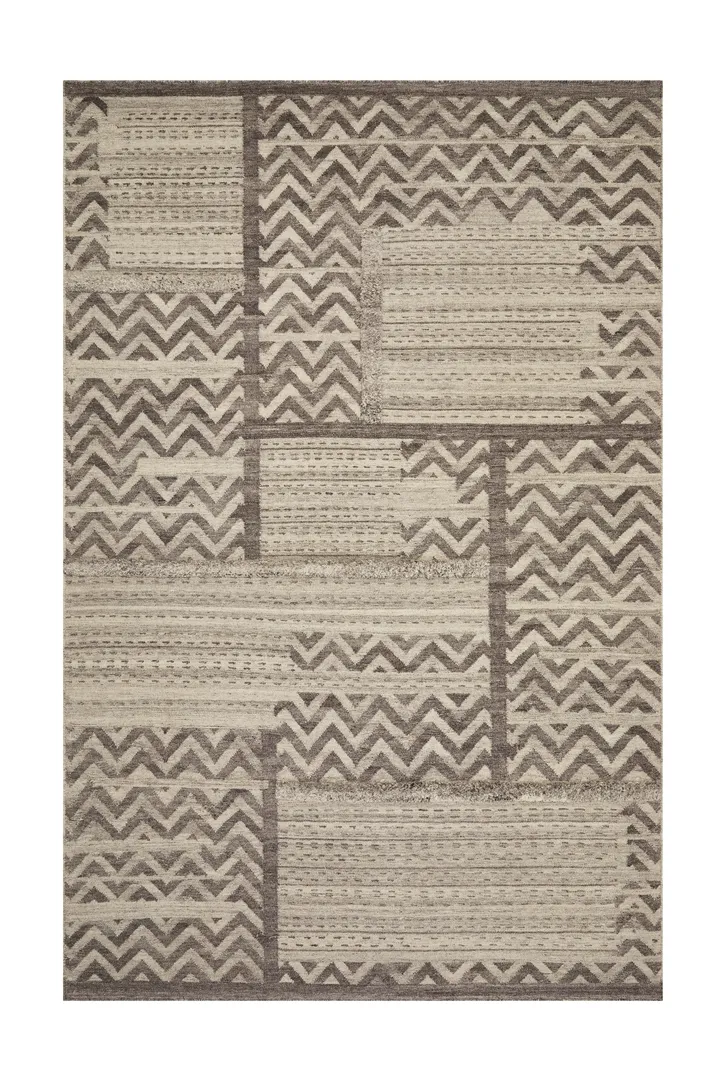 Woven Bliss – brown solid and stripe tribe rug