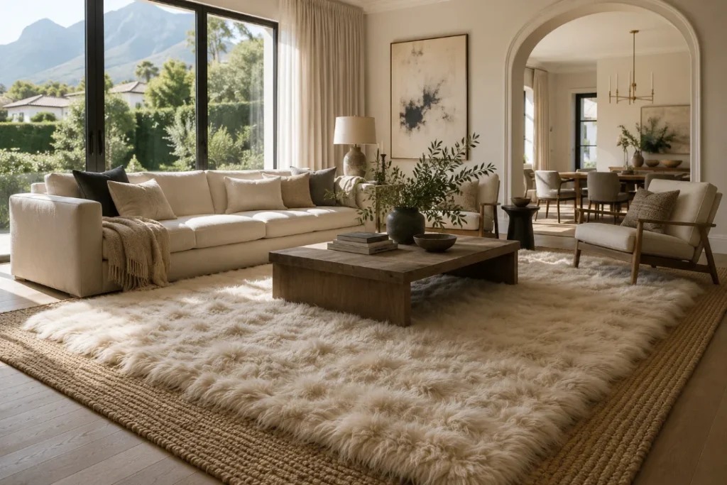 alpaca and albaca layered rugs