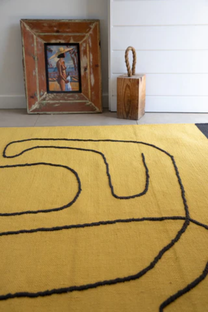 Woven Bliss – Village Citrus Rug line art rug