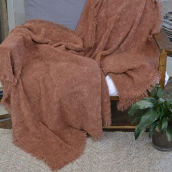 Woven Bliss – pink mohair throw blanket