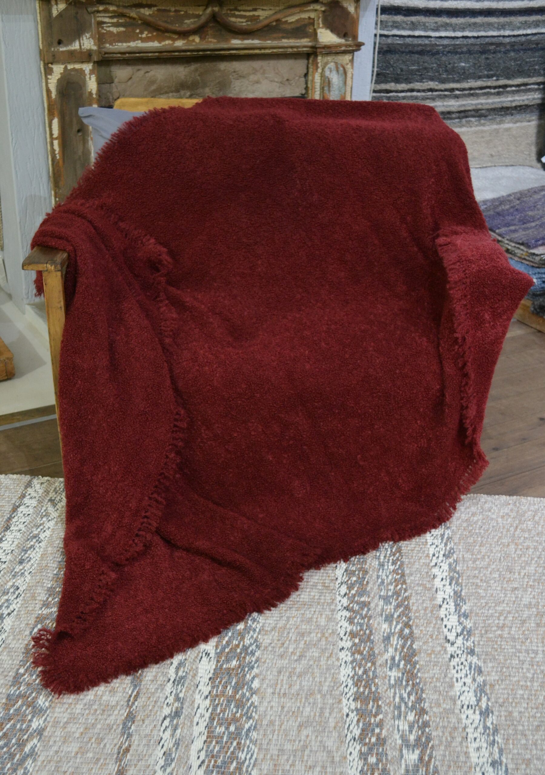 Woven Bliss – Maroon Mohair Throw Blanket