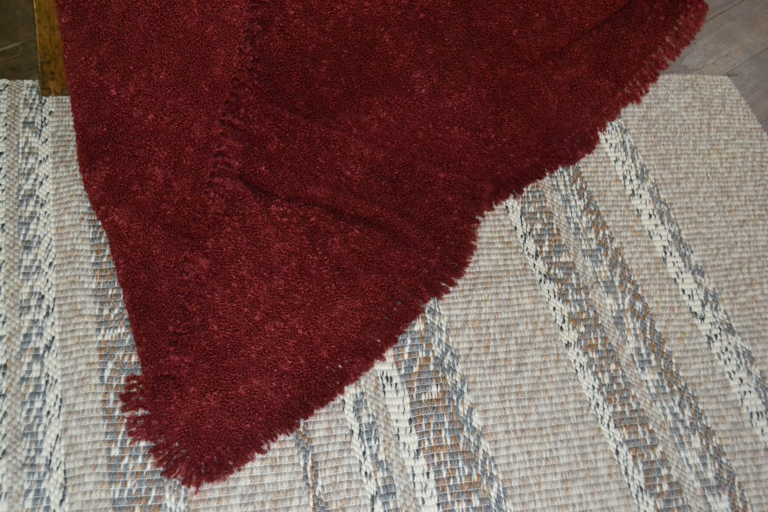 Woven Bliss – maroon mohair throw
