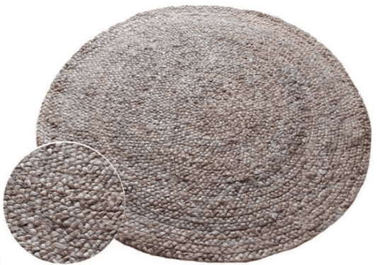 Woven Bliss – Braided Silver Round Jute Rugs