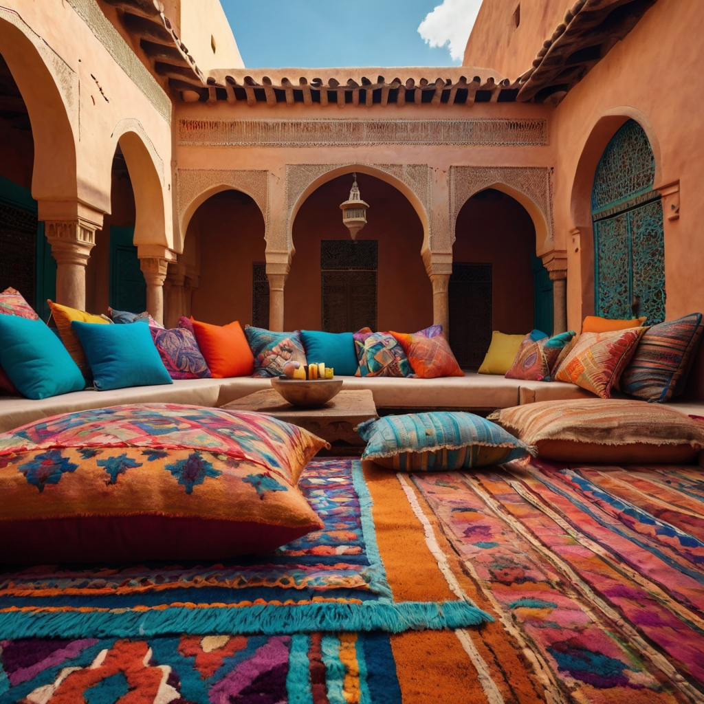 Woven Bliss – Handcrafted Rugs in a Moroccan Courtyard