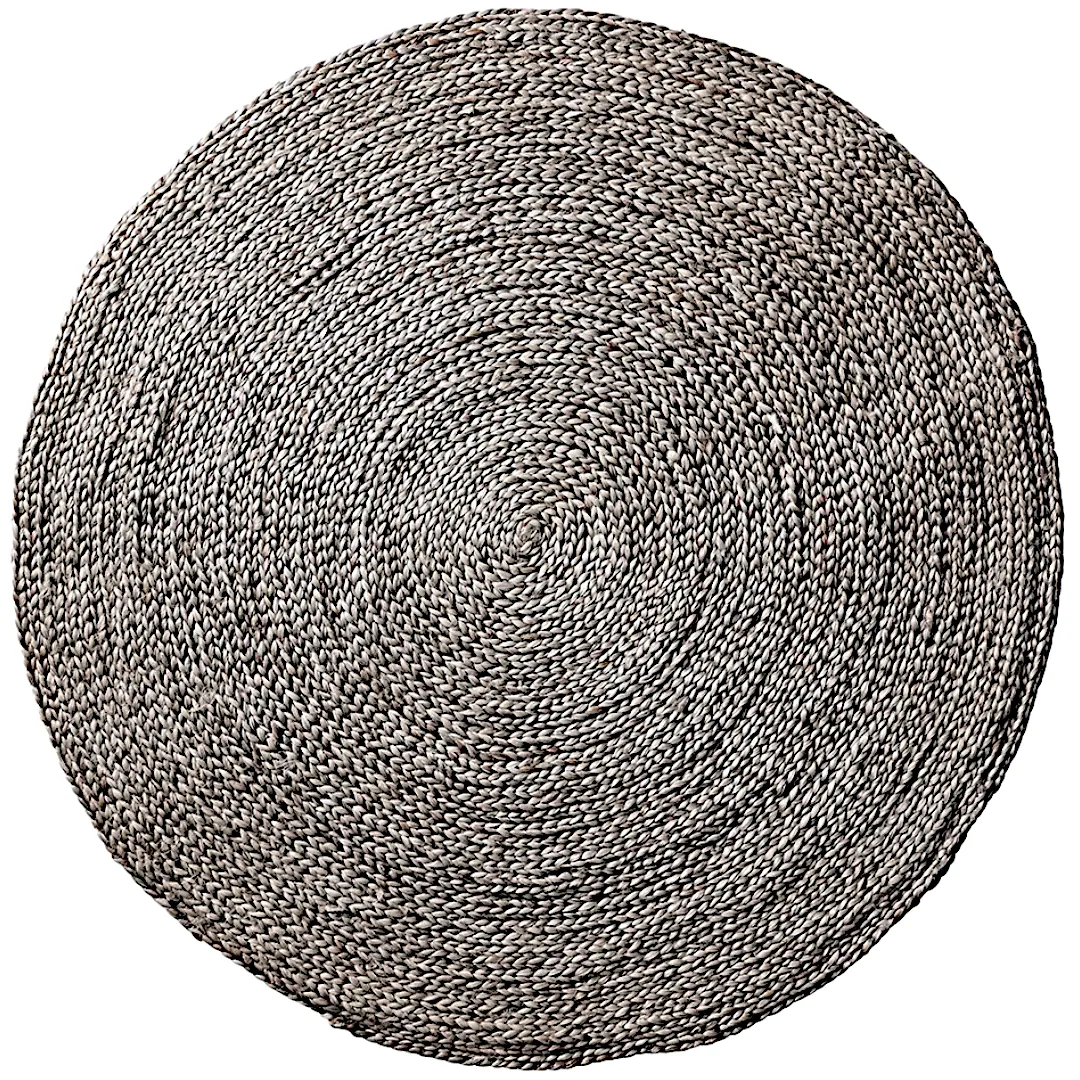 Woven Bliss – Braided Silver Round Jute Rugs