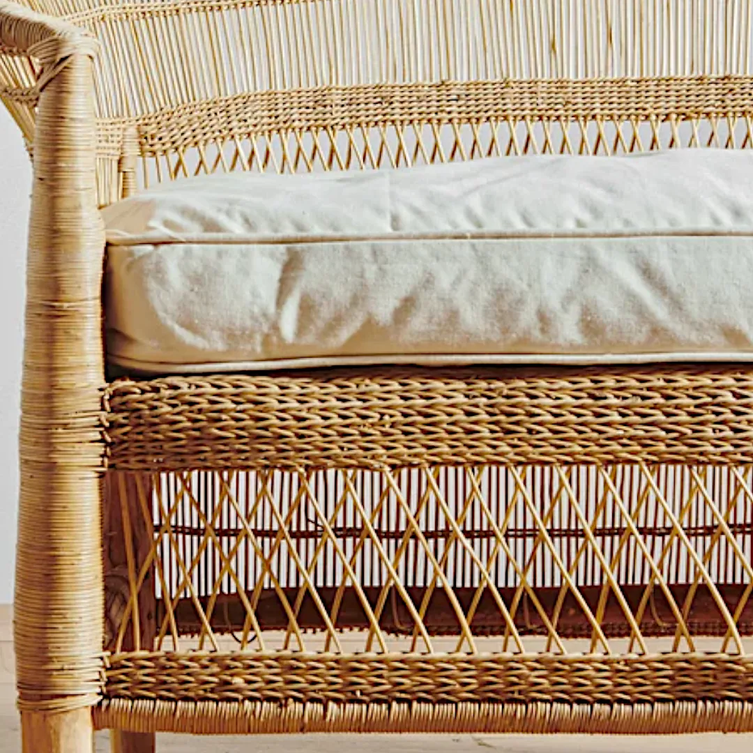Woven Bliss – Close up of traditional wicker couch