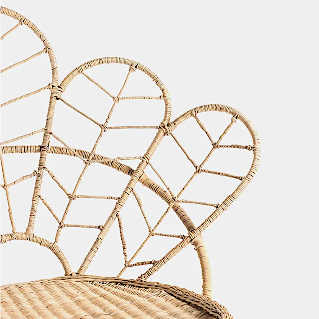 Woven Bliss – Wicker Flower Chair side