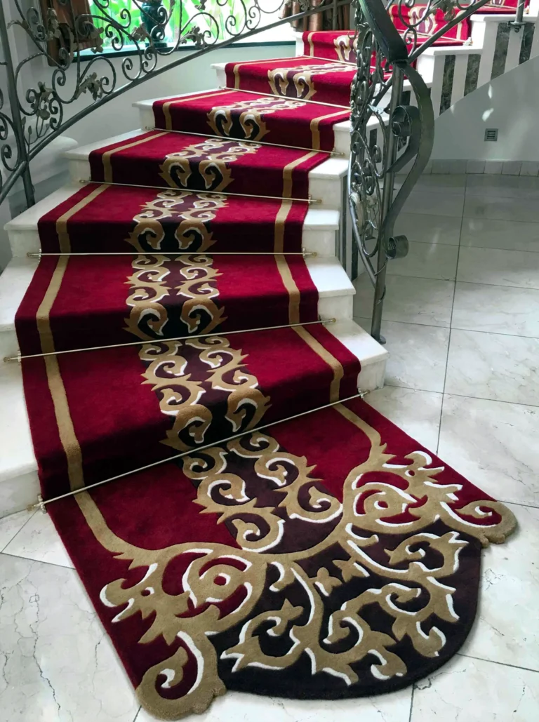 Red Stair Runner with Gold Motif