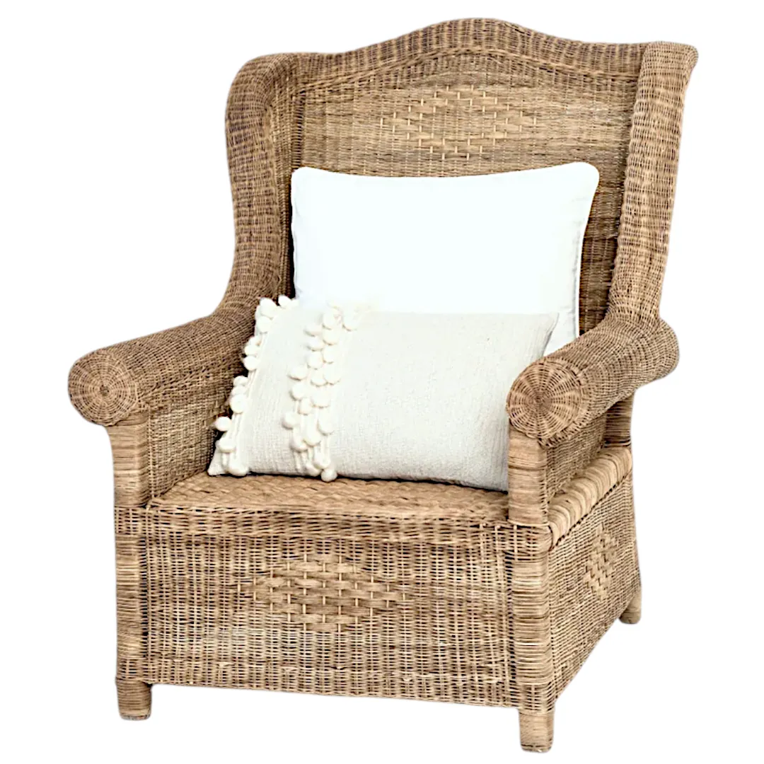 Woven Bliss – Wicker Wingback Chair front