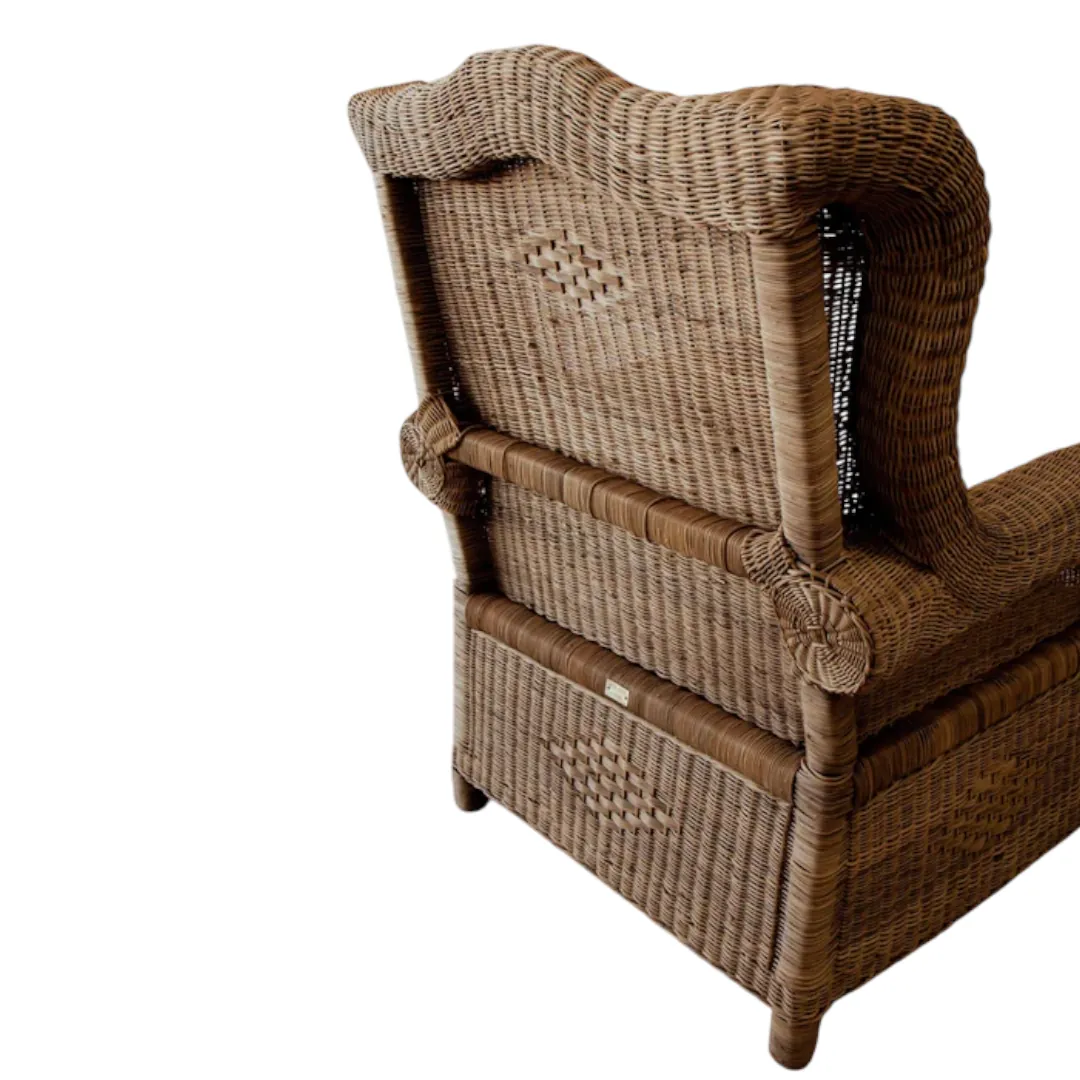 Woven Bliss – Wicker Wingback Chair back