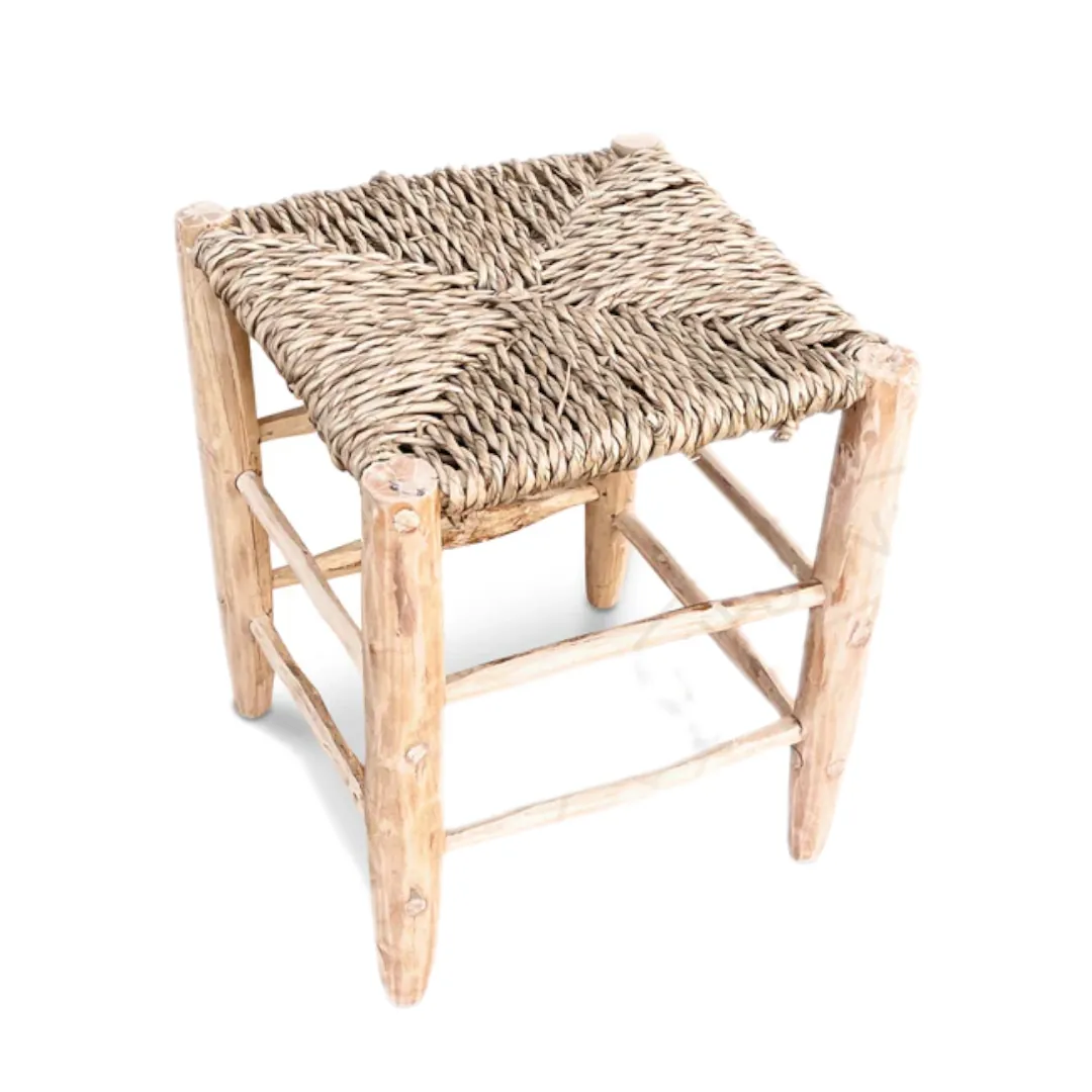 Woven Bliss – Wicker Half Stool Bench Chair