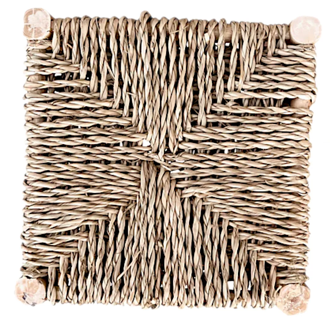 Woven Bliss – Wicker Half Stool Bench Chair top