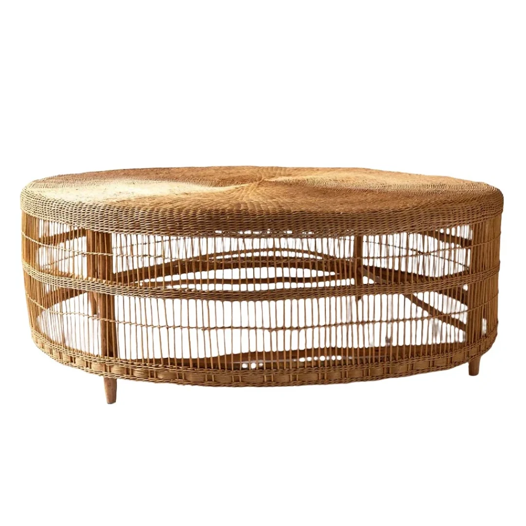Woven Bliss – Round Wicker Coffee Table