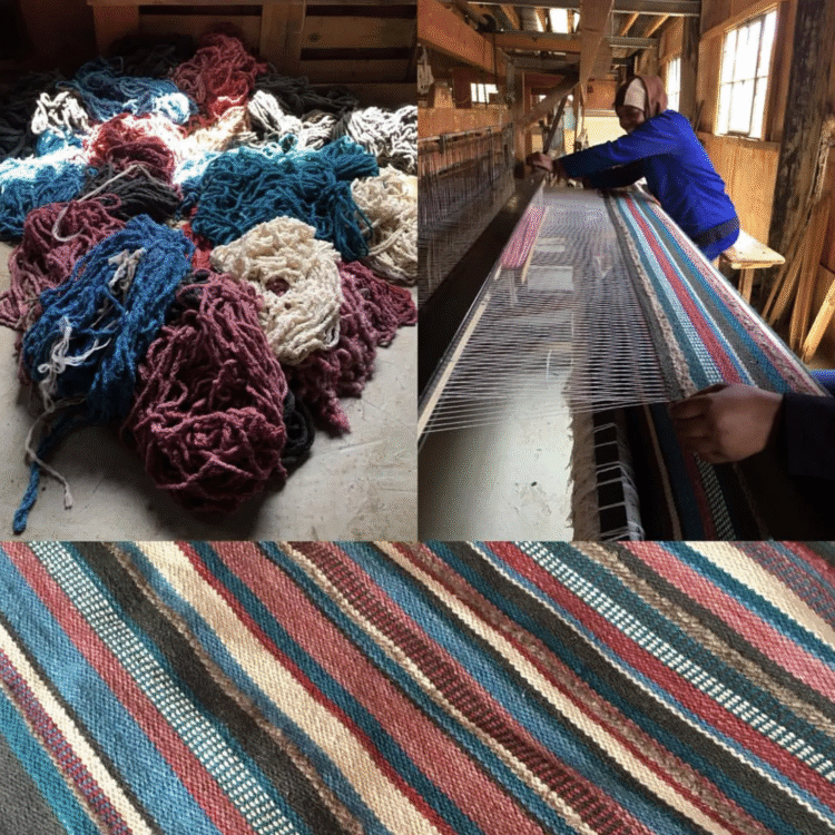 Dyed Yarn turning into a wool rug