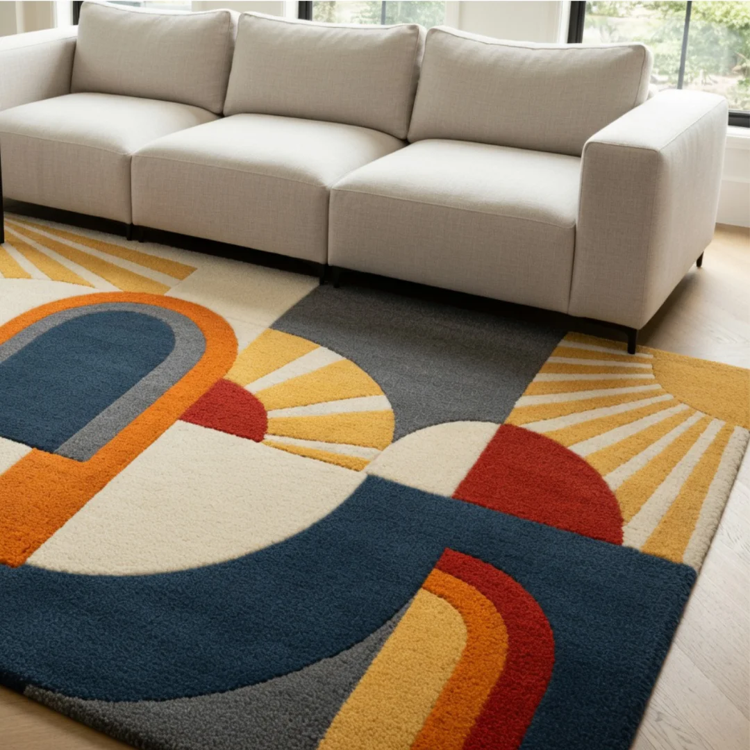 Woven Bliss – Neo Deco Hand-Tufted Rug in a living room