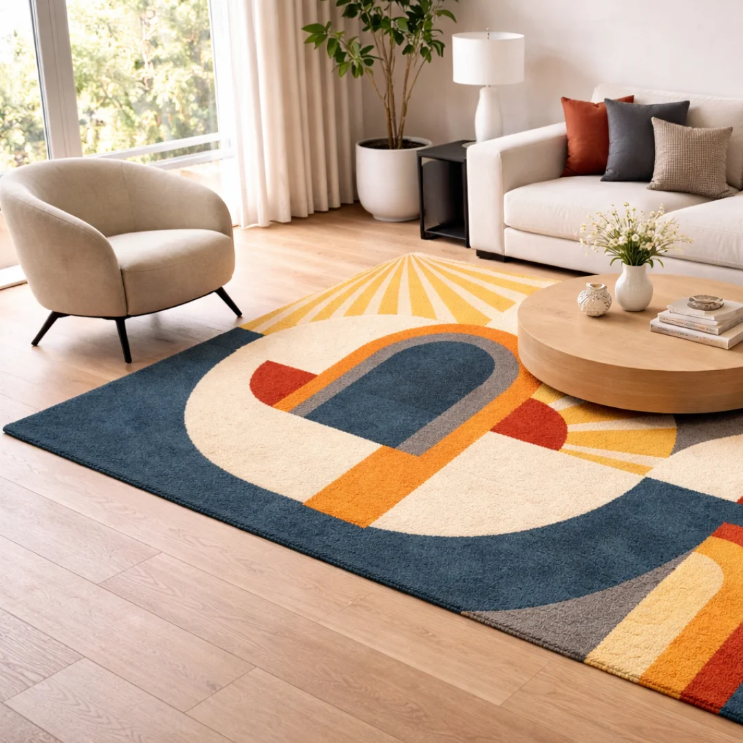 Woven Bliss – Neo Deco Hand-Tufted Rug in a living room