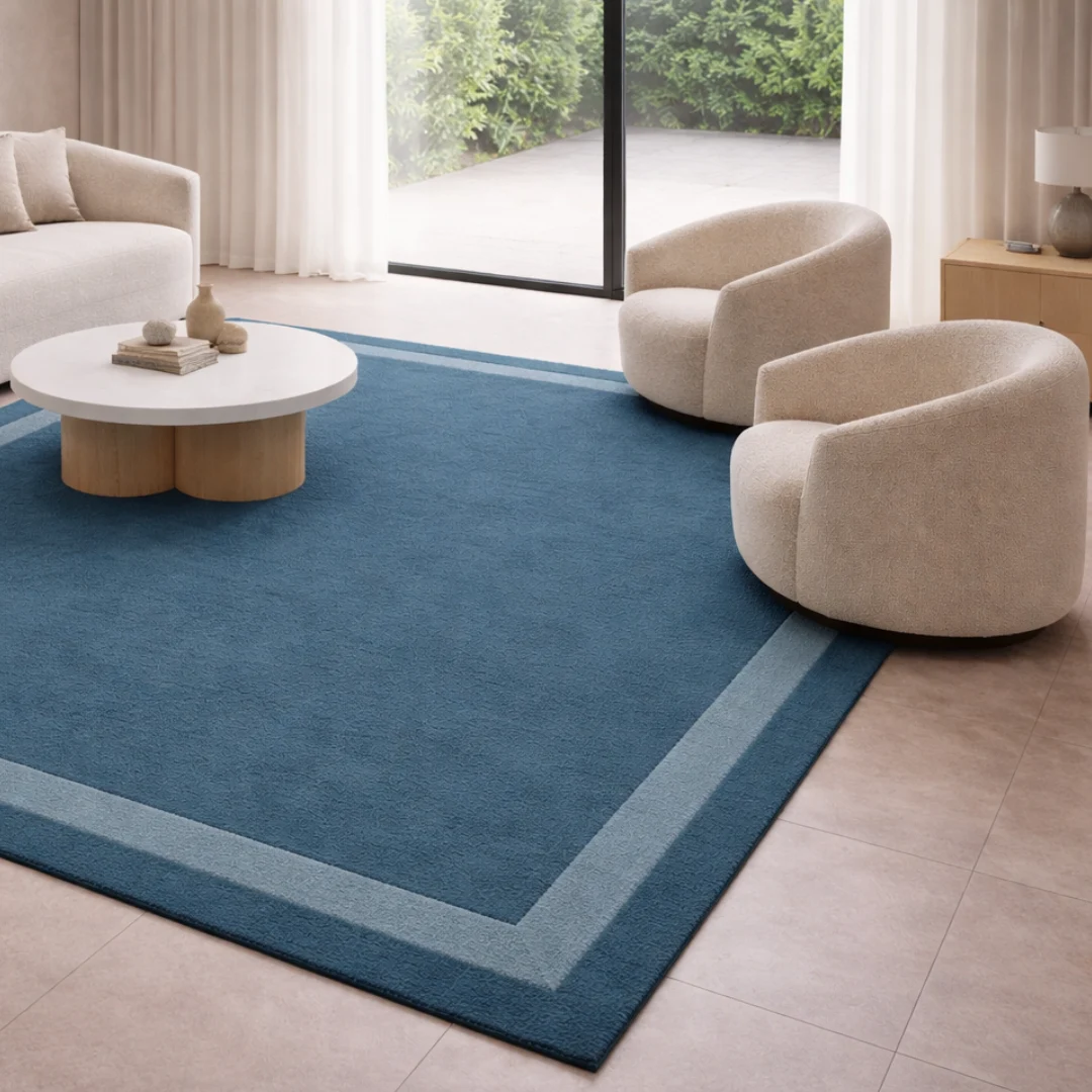 Woven Bliss – Border Hand-Tufted Rug in a living room