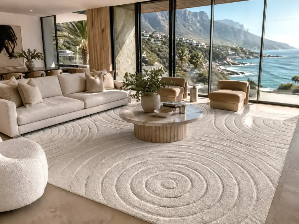 Halo carved ivory hand-tufted New Zealand merino wool rug