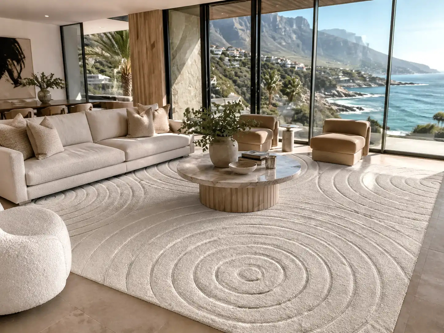 Woven Bliss – Halo carved ivory hand-tufted New Zealand merino wool rug