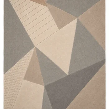 Woven Bliss – Strata textured luxury hand-tufted geometric rug in neutral earth tones with sculpted detailing