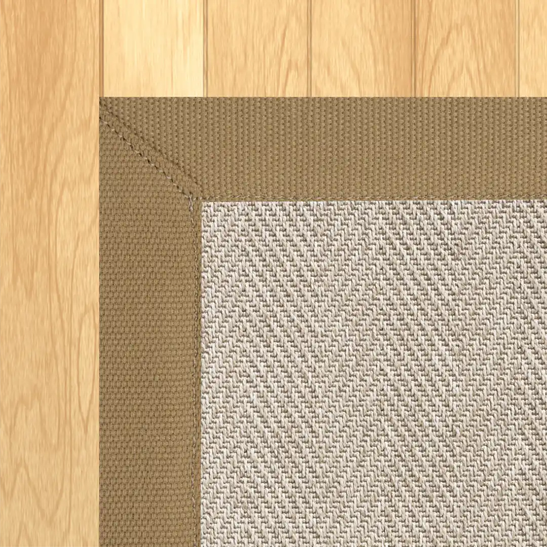 Woven Bliss – Chevron Beige Outdoor Rug Beige Binding