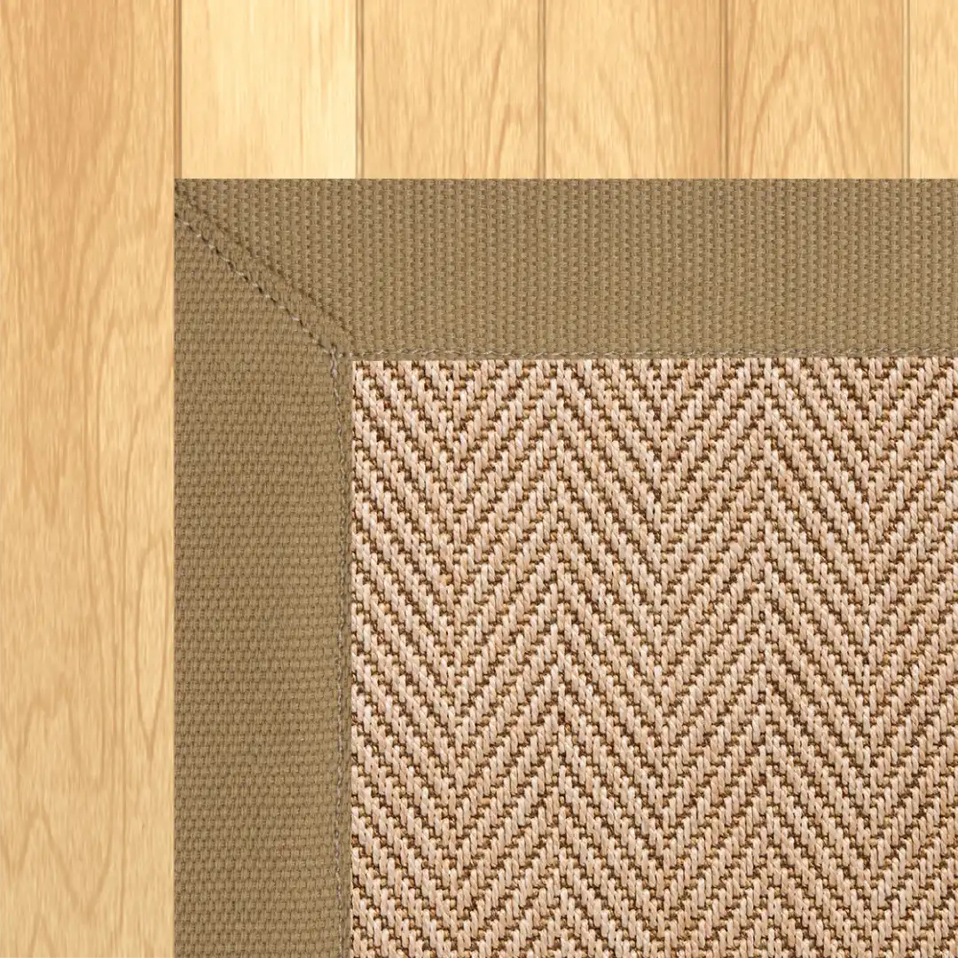 Woven Bliss – Chevron Grain Outdoor Rug Beige Binding