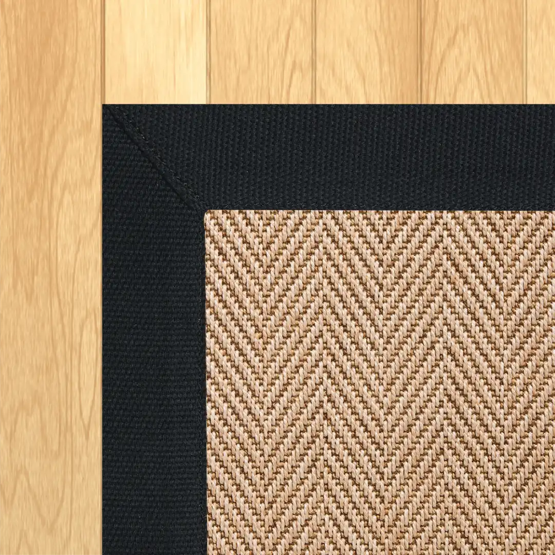 Woven Bliss – Chevron Grain Outdoor Rug Black Binding