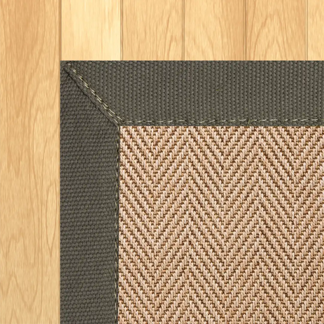 Woven Bliss – Chevron Grain Outdoor Rug Taupe Binding