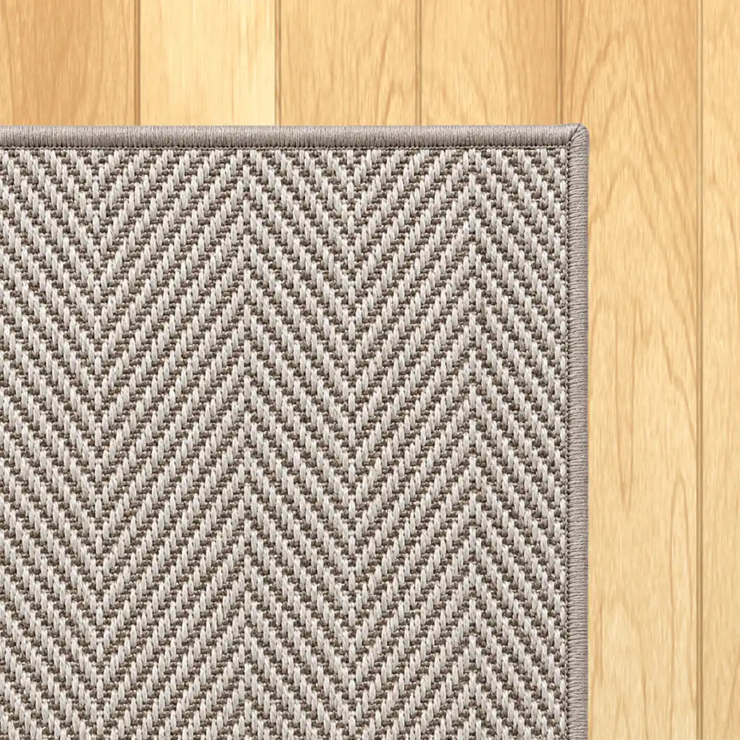 Woven Bliss – Chevron Grey Outdoor Rug Overlocked