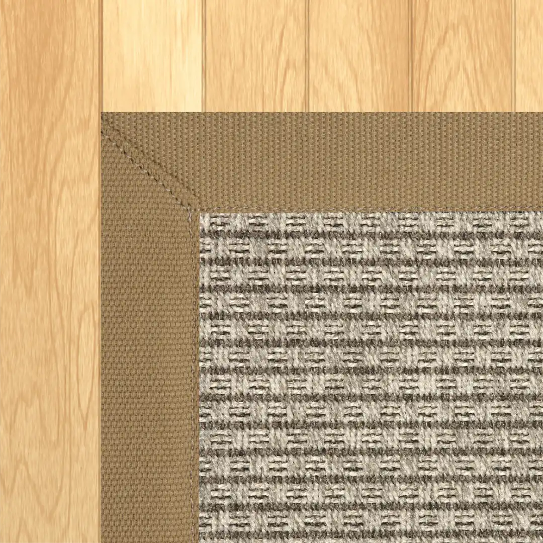 Woven Bliss – Rhythm Grey Outdoor Rug Beige Binding