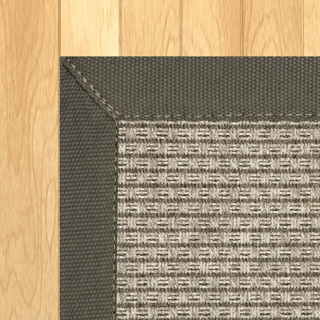 Woven Bliss – Rhythm Grey Outdoor Rug Taupe Binding