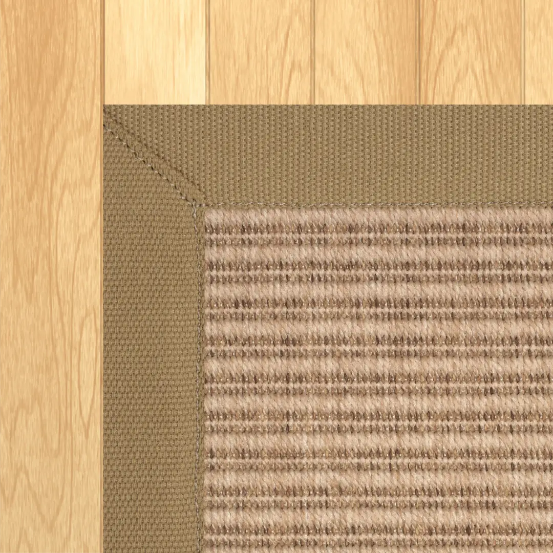 Woven Bliss – Wicker Grain Outdoor Rug with Beige Binding