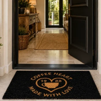 Woven Bliss – coffee heart Entrance Mat