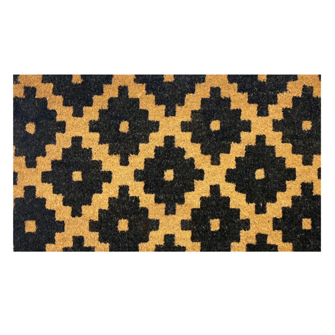 Woven Bliss – Kilim Diamond Printed Coir Doormat