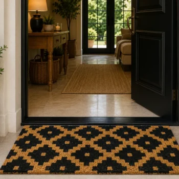 Woven Bliss – Kilim Diamond Printed Coir Doormat