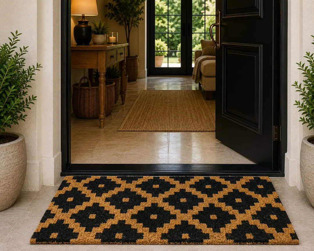 Woven Bliss – Kilim Diamond Printed Coir Doormat