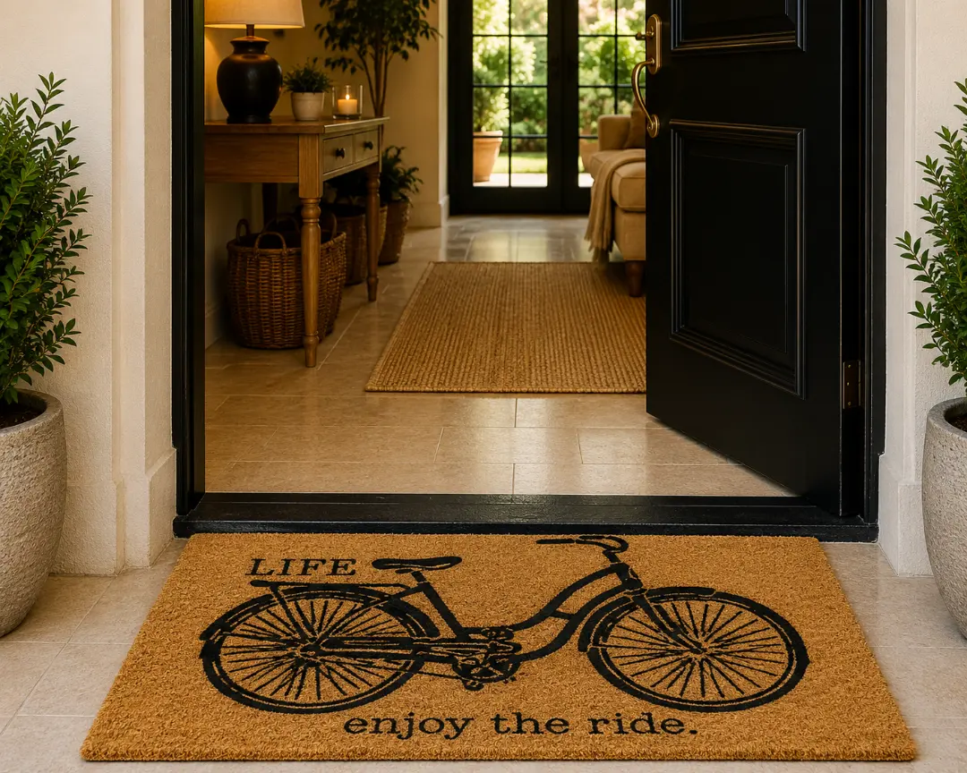 Woven Bliss – Enjoy the Ride Printed Coir Doormat