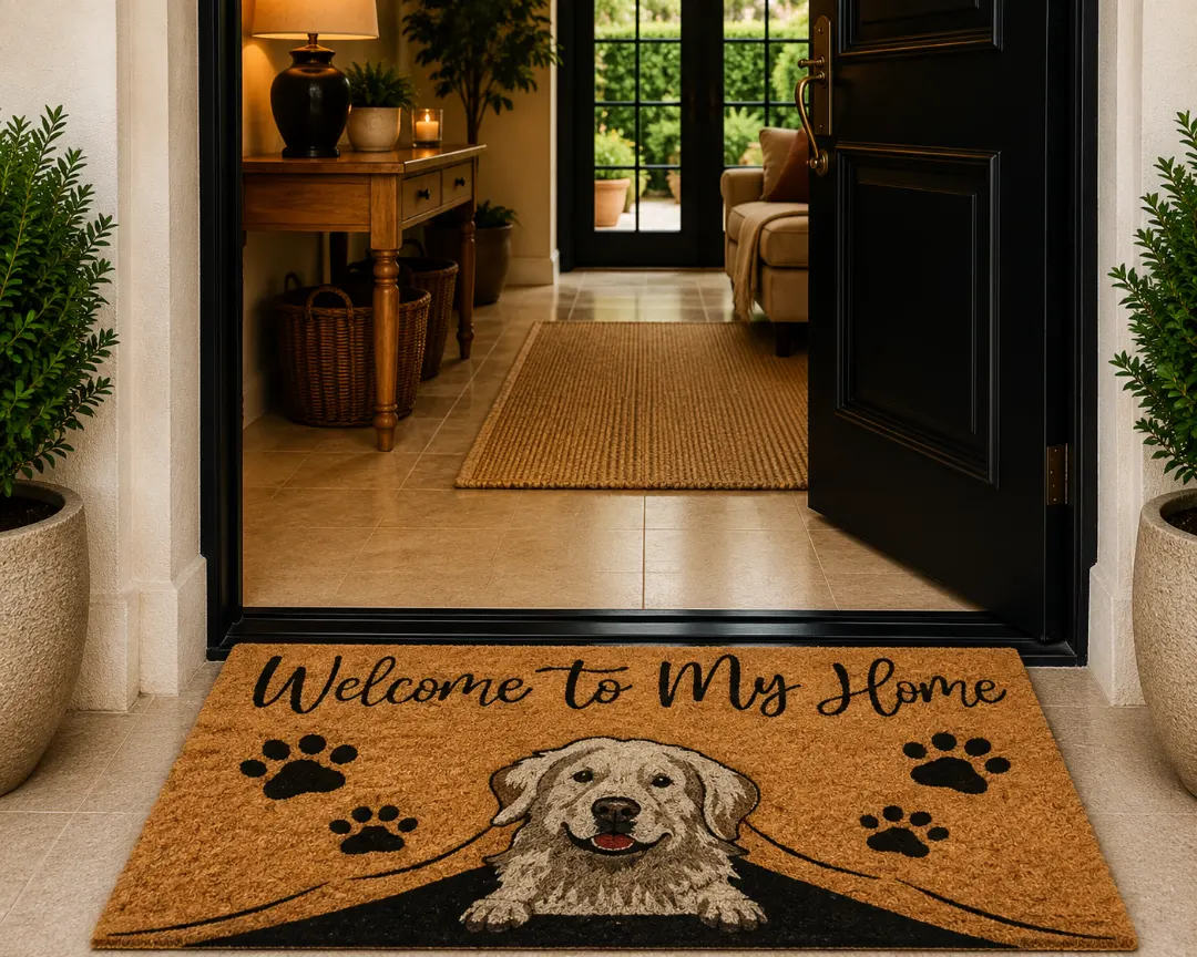 Woven Bliss – Welcome Home Dog Printed Coir Doormat
