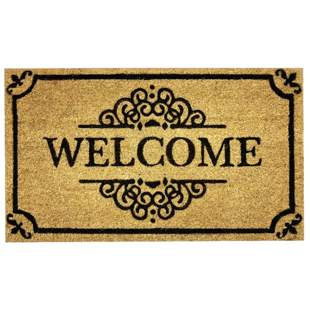 Woven Bliss – Classic Ornate Welcome Printed Coir Doormat