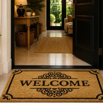 Woven Bliss – Classic Ornate Welcome Printed Coir Doormat