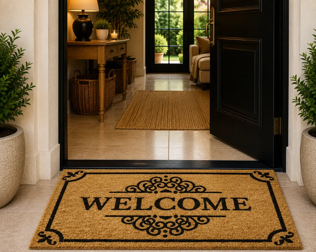 Woven Bliss – Classic Ornate Welcome Printed Coir Doormat